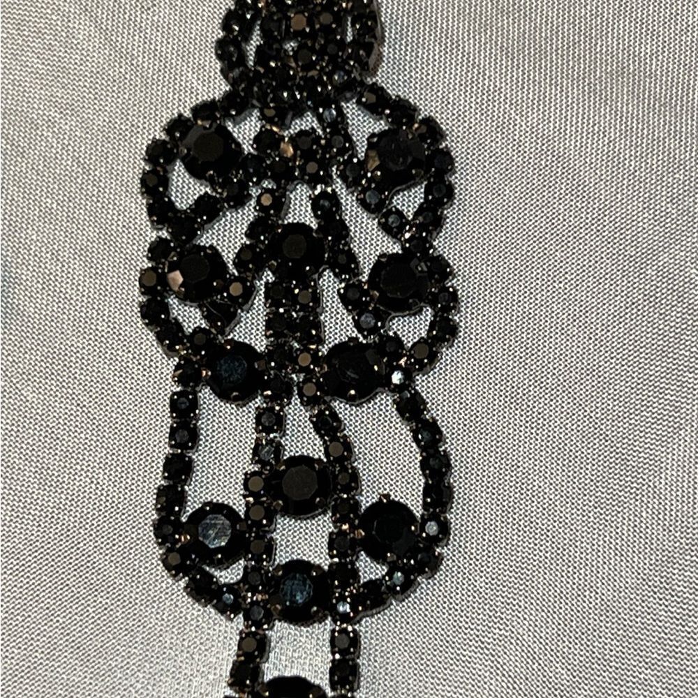 Black post sparkly earrings either 3” drop - Picture 4 of 4
